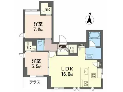 ラスティア泉中央(2LDK/1階)の間取り写真