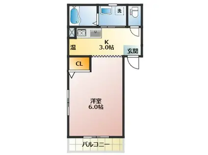 エスポワール北町(1K/2階)の間取り写真