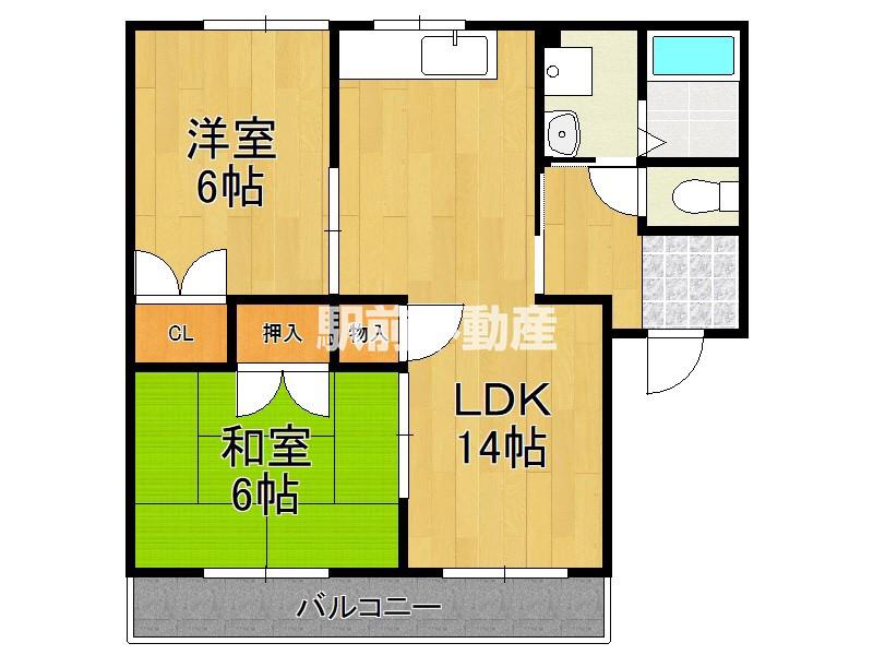 アーバン栗山(2LDK/2階)の間取り写真