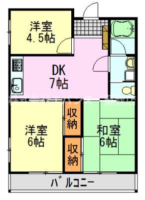 日栄ビル(3DK/6階)の間取り写真
