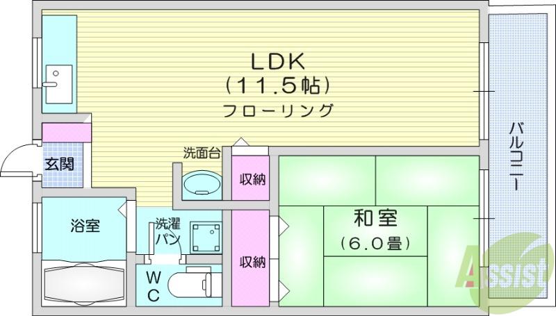 GARDEN-H2(1LDK/1階)の間取り写真