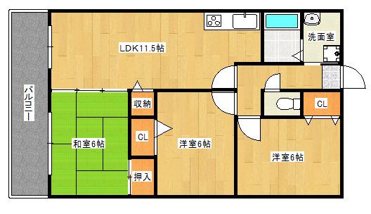 パストラールハイム(3LDK/2階)の間取り写真