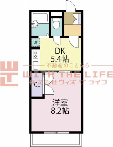 ワンバイワン(1DK/1階)の間取り写真