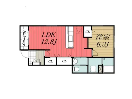 メルパルク(1LDK/1階)の間取り写真