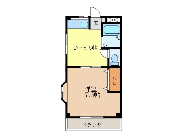 レジデンスサカエ(1DK/1階)の間取り写真