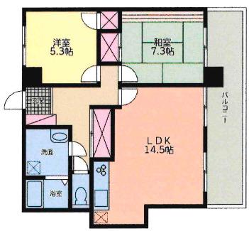 太鼓新苑(2LDK/7階)の間取り写真
