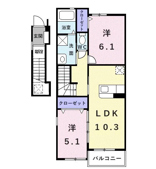 ソルシエール和泉中央III(2LDK/2階)の間取り写真
