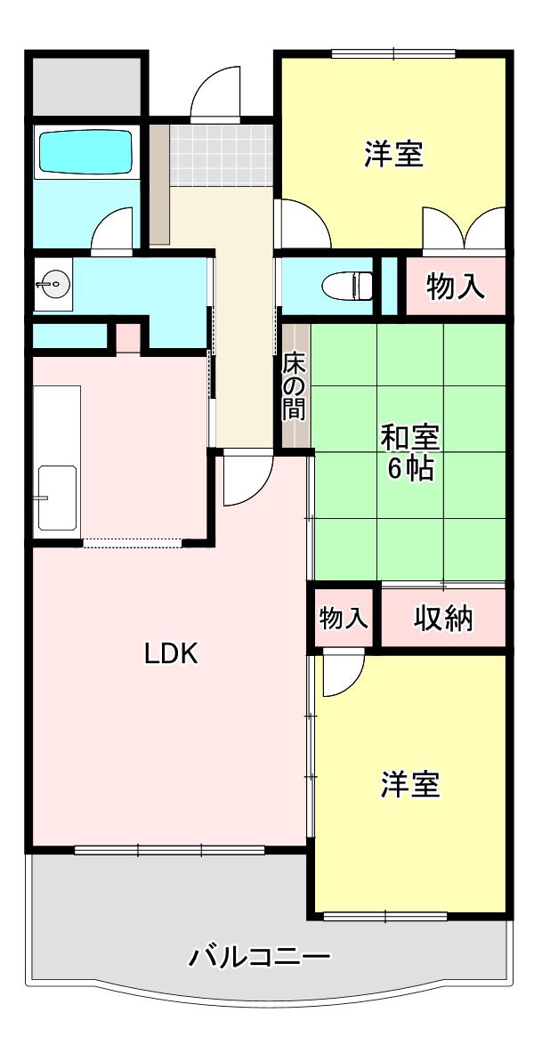 アビタシオン深町(3LDK/3階)の間取り写真