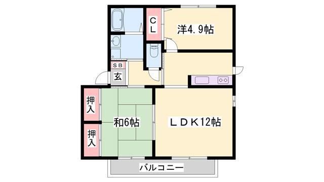 アルカディアコート(2LDK/2階)の間取り写真