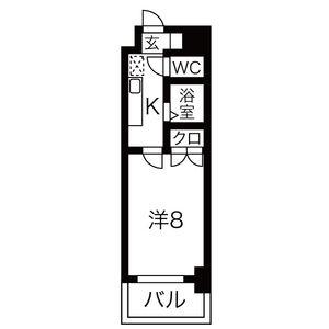 シティライフ港陽(1K/9階)の間取り写真