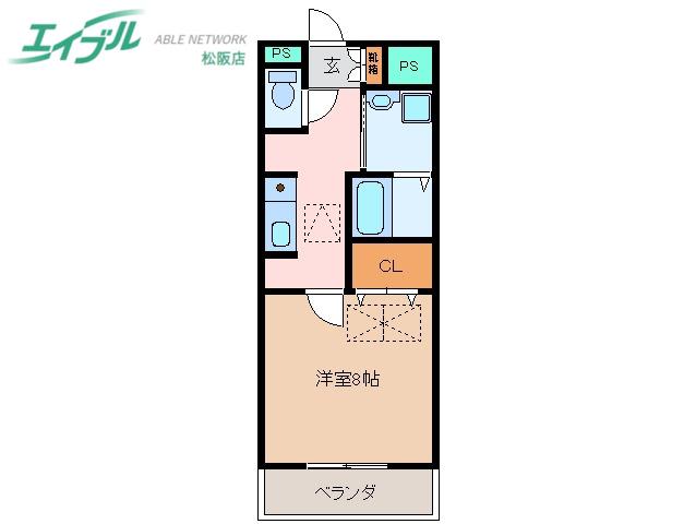 ルネスクレール(1K/2階)の間取り写真
