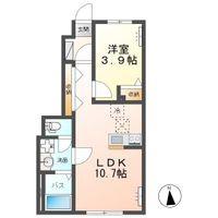 つくば市大曽根アパート(1LDK/1階)の間取り写真