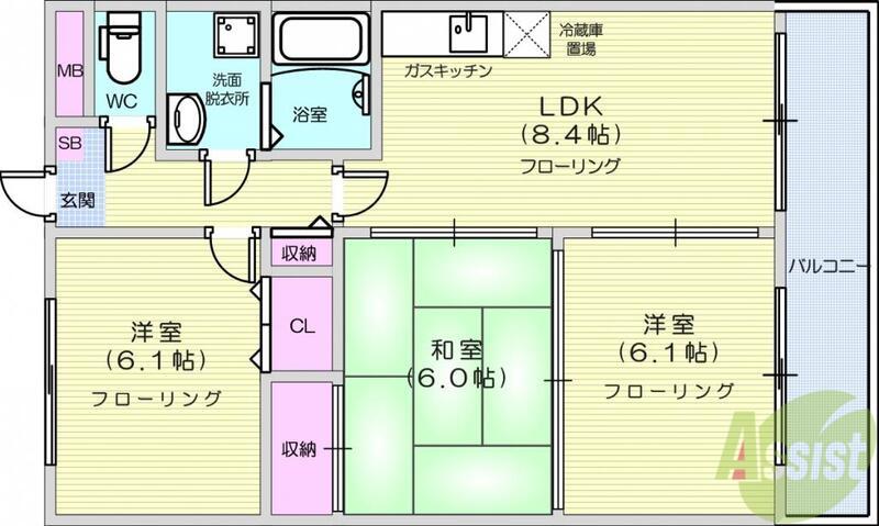 サニープレイスⅠ(3LDK/3階)の間取り写真