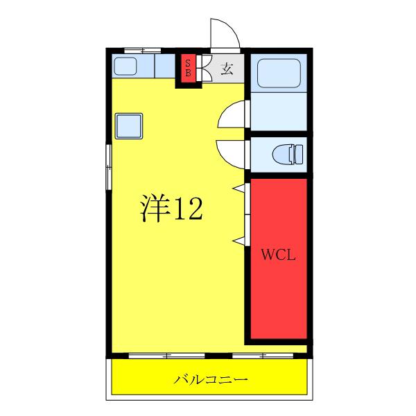 さつきビル(ワンルーム/2階)の間取り写真