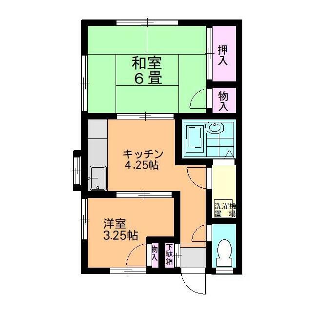 ハイツ汲沢(2K/1階)の間取り写真