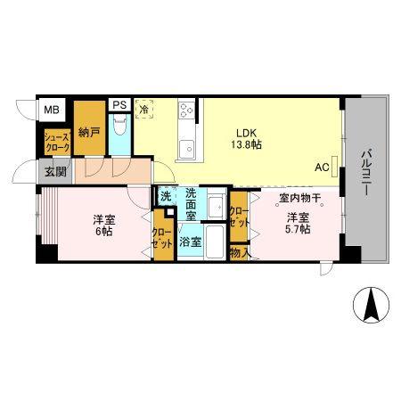 VILLA DEST OHTE(2LDK/5階)の間取り写真