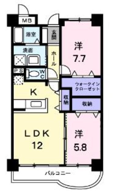 アンソレイエアオキ(2LDK/1階)の間取り写真