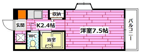 ルピナス府中(1K/1階)の間取り写真