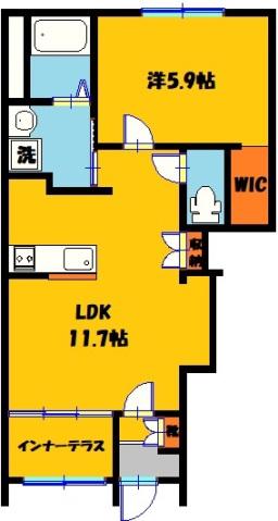 ビアラ末広(1LDK/1階)の間取り写真