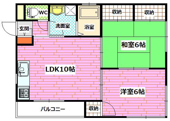 大立ビル(2LDK/3階)の間取り写真