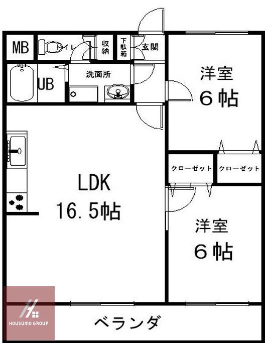 ベルアージュ高城(2LDK/2階)の間取り写真