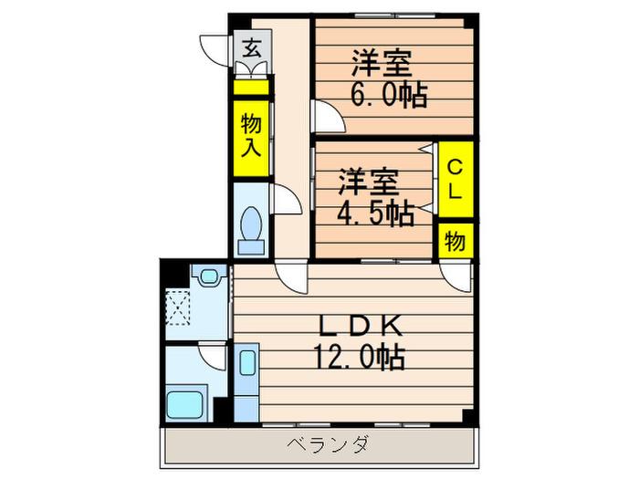 伸晃マンション(2LDK/2階)の間取り写真