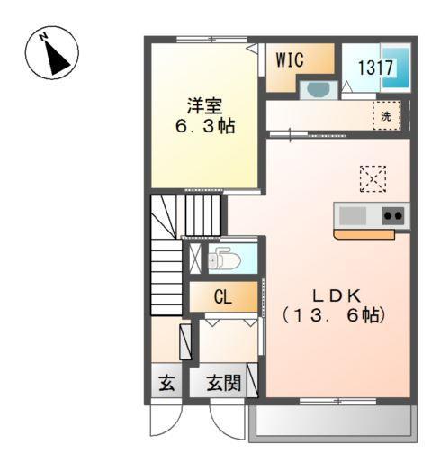 ボンヌール(1LDK/1階)の間取り写真