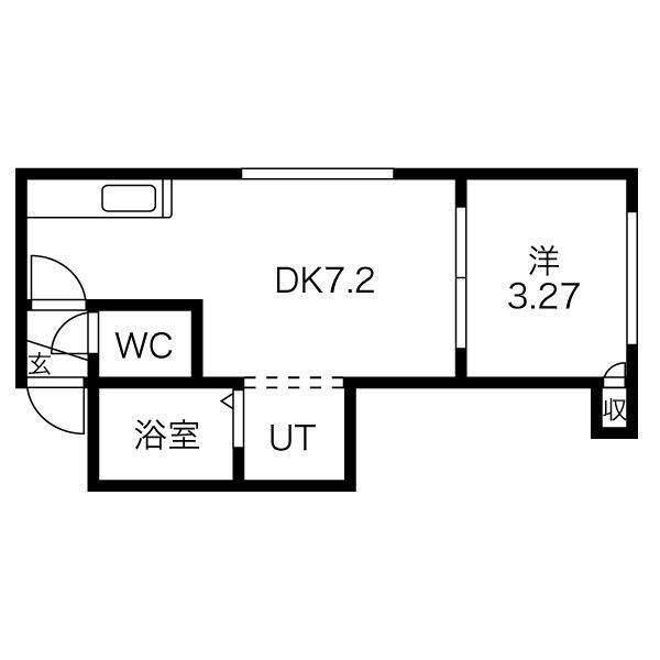 ボヌールN16(1DK/3階)の間取り写真