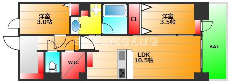 アーバネックス谷町六丁目(2LDK/6階)の間取り写真