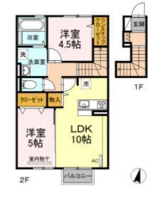 VENT VERT(2LDK/2階)の間取り写真
