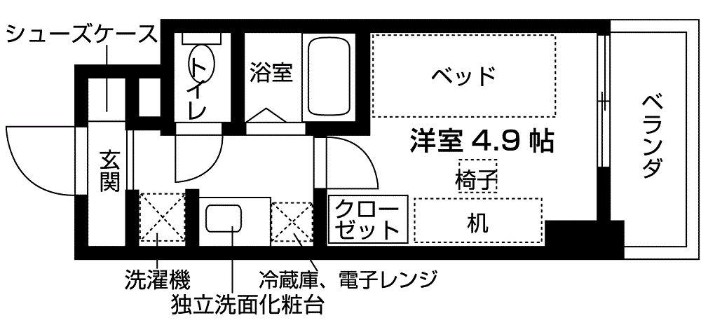 キャンパスヴィレッジ大阪近大前(1K/6階)の間取り写真