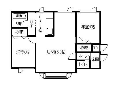 ラ・ポールV(2LDK/2階)の間取り写真