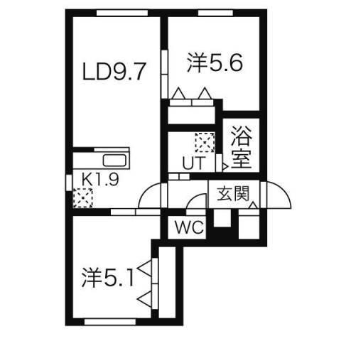 ケイメゾンワン(2LDK/4階)の間取り写真