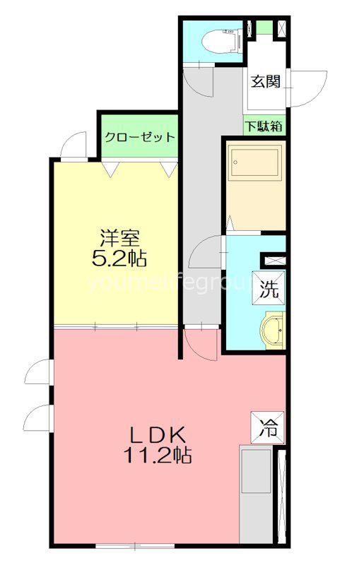 ハイアット湘南(1LDK/1階)の間取り写真