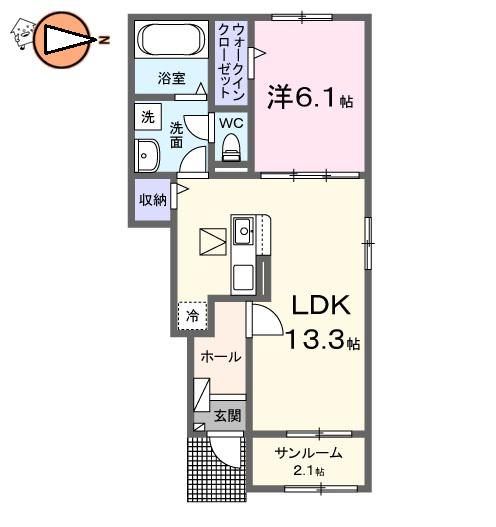ハーベストヤヨイA(1LDK/1階)の間取り写真