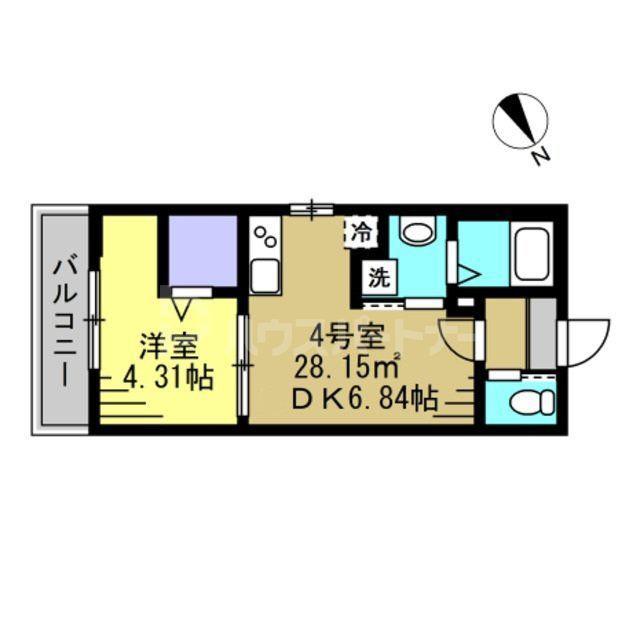 AJOUR新松戸02(1DK/2階)の間取り写真