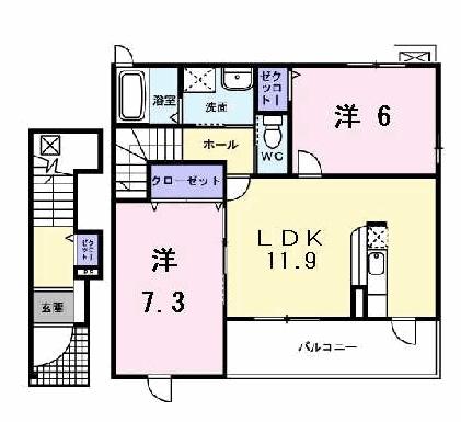 リサータD(2LDK/2階)の間取り写真