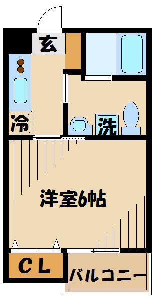 ルーブル調布壱番館(1K/1階)の間取り写真