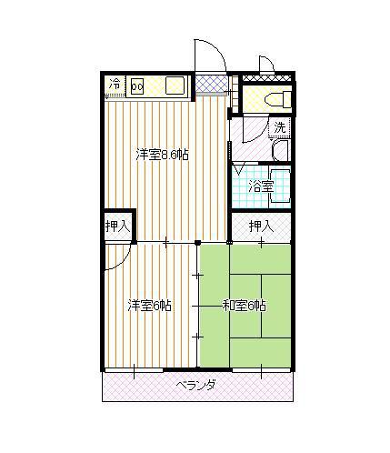 ドルム大江(2LDK/4階)の間取り写真
