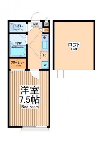 ラファエロ(1K/2階)の間取り写真