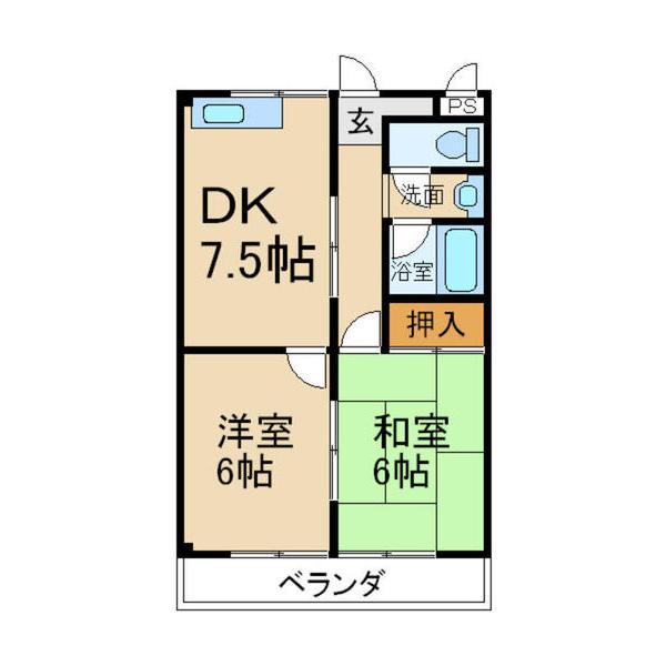 第五金森マンション(2DK/5階)の間取り写真