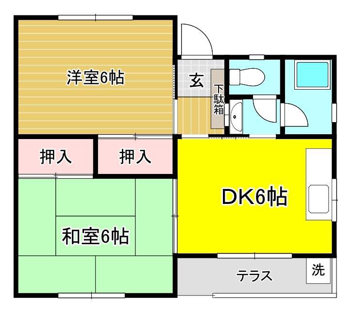 メゾン旭(2DK/1階)の間取り写真