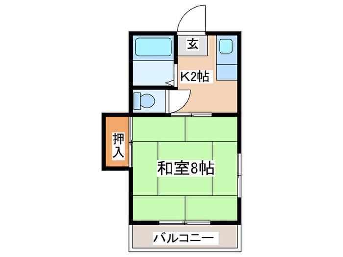 Kハイツ(1K/2階)の間取り写真