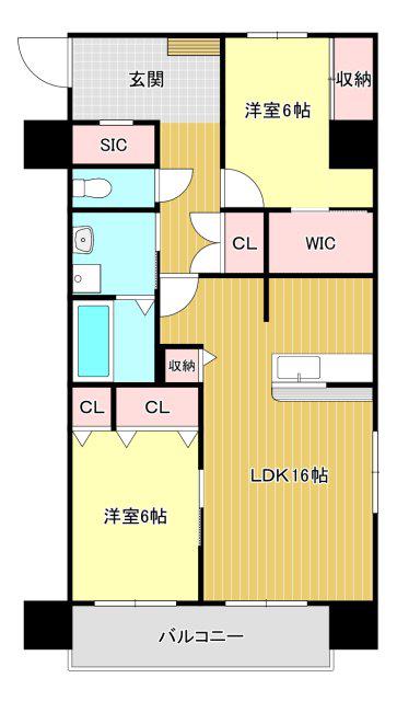 クランベリー(2LDK/3階)の間取り写真