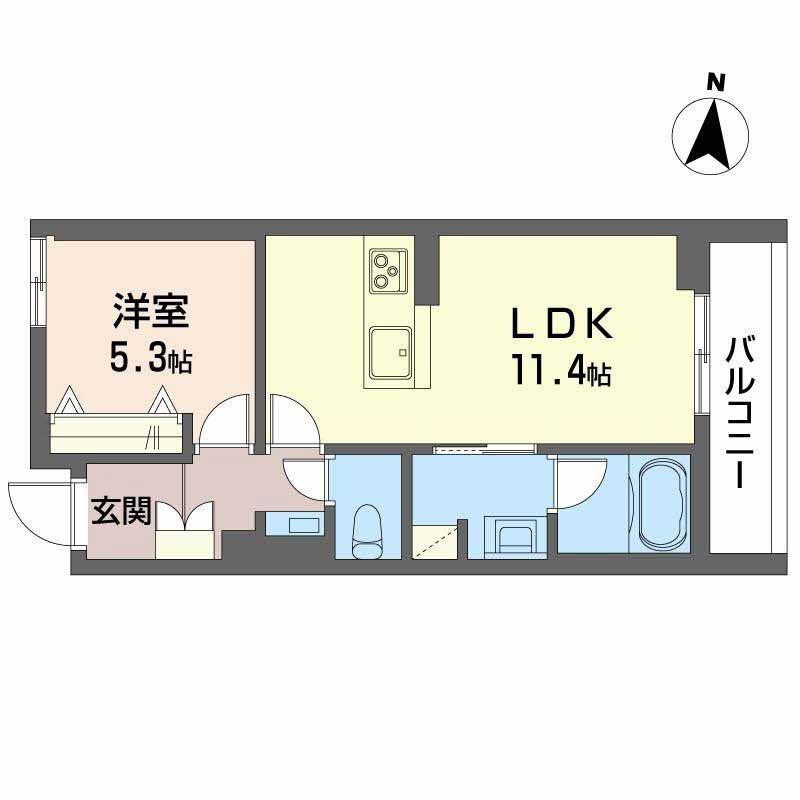 ザ・シグマ上杉(1LDK/2階)の間取り写真