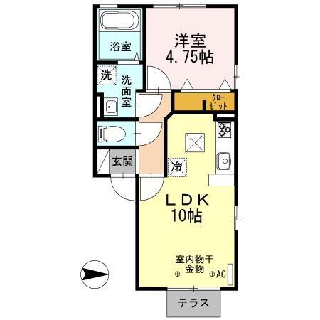 ＩＲいしかわ鉄道 小松駅 バス乗車時間：15分 最寄りバス停で下車 徒歩6分 2階建 築14年(1LDK/1階)の間取り写真