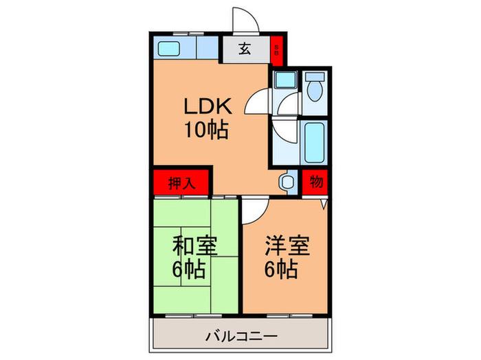 プリンスビル(2LDK/3階)の間取り写真