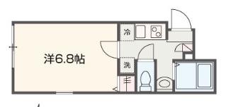 MELLAS北千住(1K/2階)の間取り写真