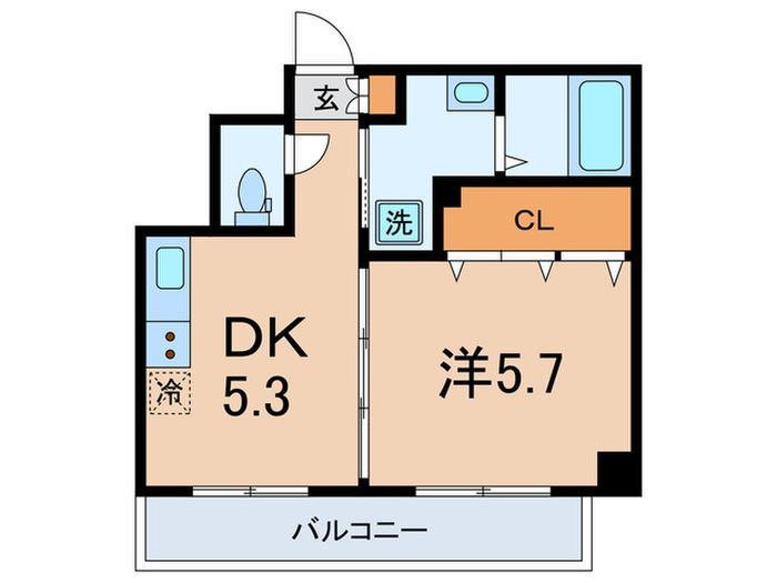 フォンティーナ・K(1DK/4階)の間取り写真