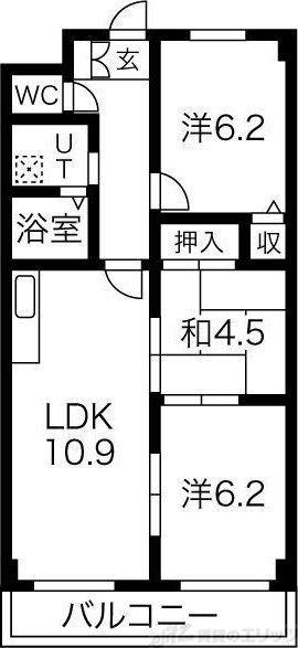 ラ・メゾン・ブリエ(3LDK/2階)の間取り写真